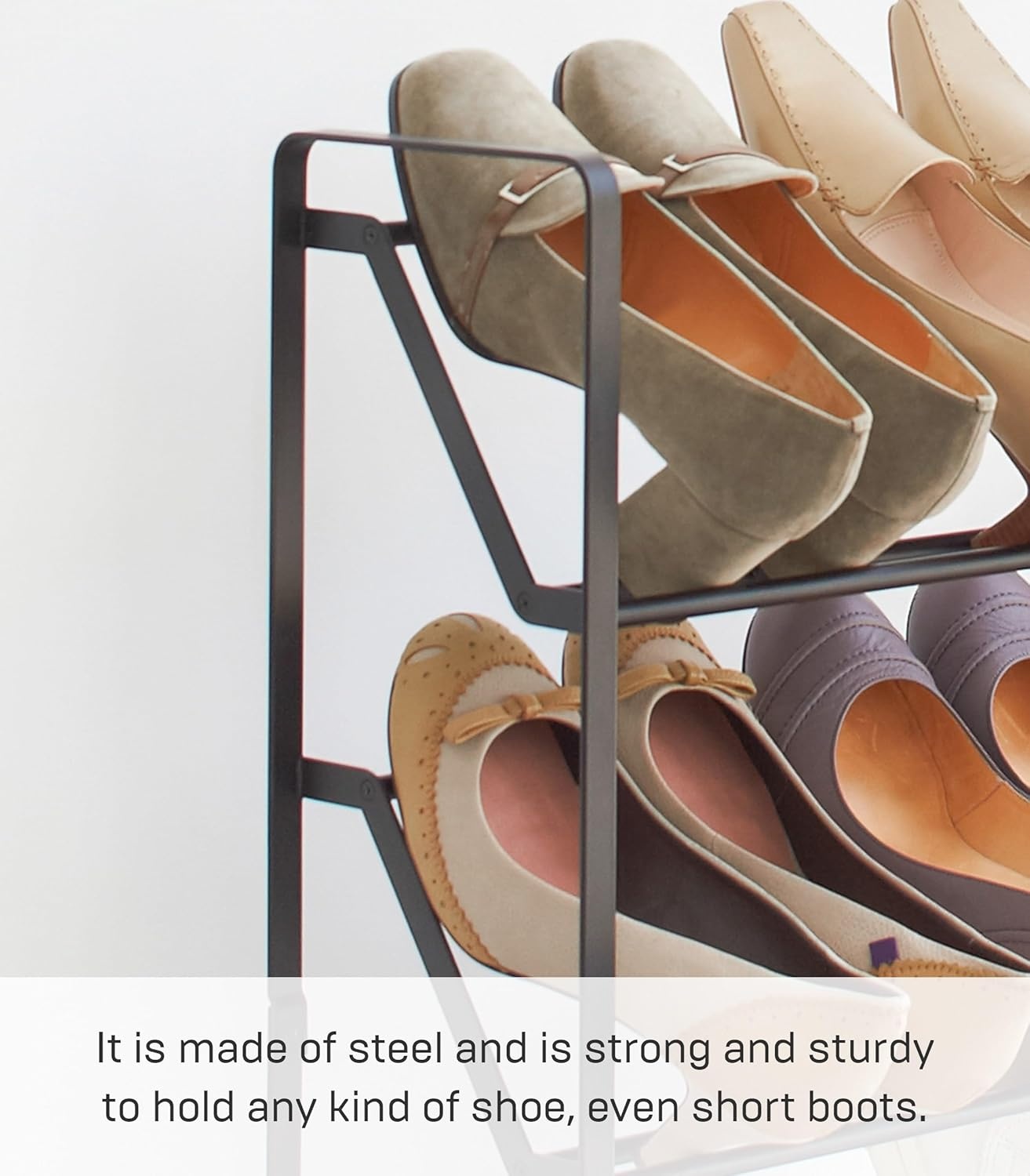 image:imageYAMAZAKI Home 4Tier Slim Metal Shoe Rack Narrow Shoe Organizer for Entryway Or Hallway Steel One Size WhiteBlack