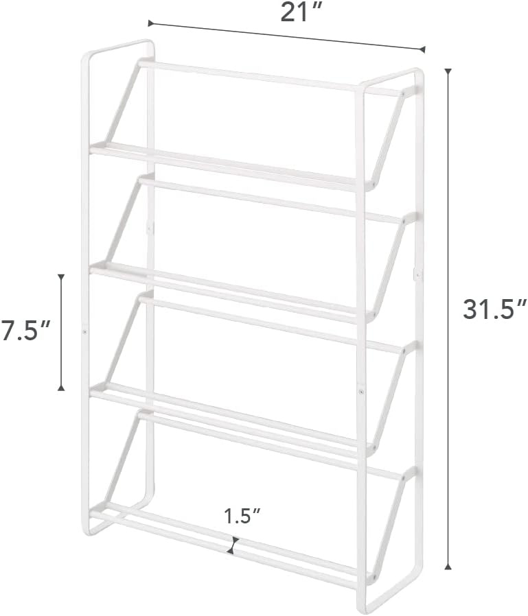 image:imageYAMAZAKI Home 4Tier Slim Metal Shoe Rack Narrow Shoe Organizer for Entryway Or Hallway Steel One Size WhiteWhite