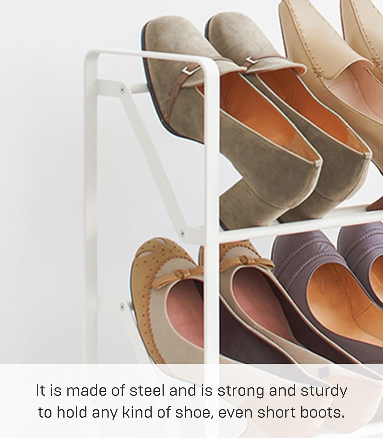 image:imageYAMAZAKI Home 4Tier Slim Metal Shoe Rack Narrow Shoe Organizer for Entryway Or Hallway Steel One Size WhiteWhite