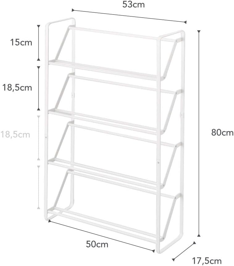 image:imageYAMAZAKI Home 4Tier Slim Metal Shoe Rack Narrow Shoe Organizer for Entryway Or Hallway Steel One Size WhiteWhite