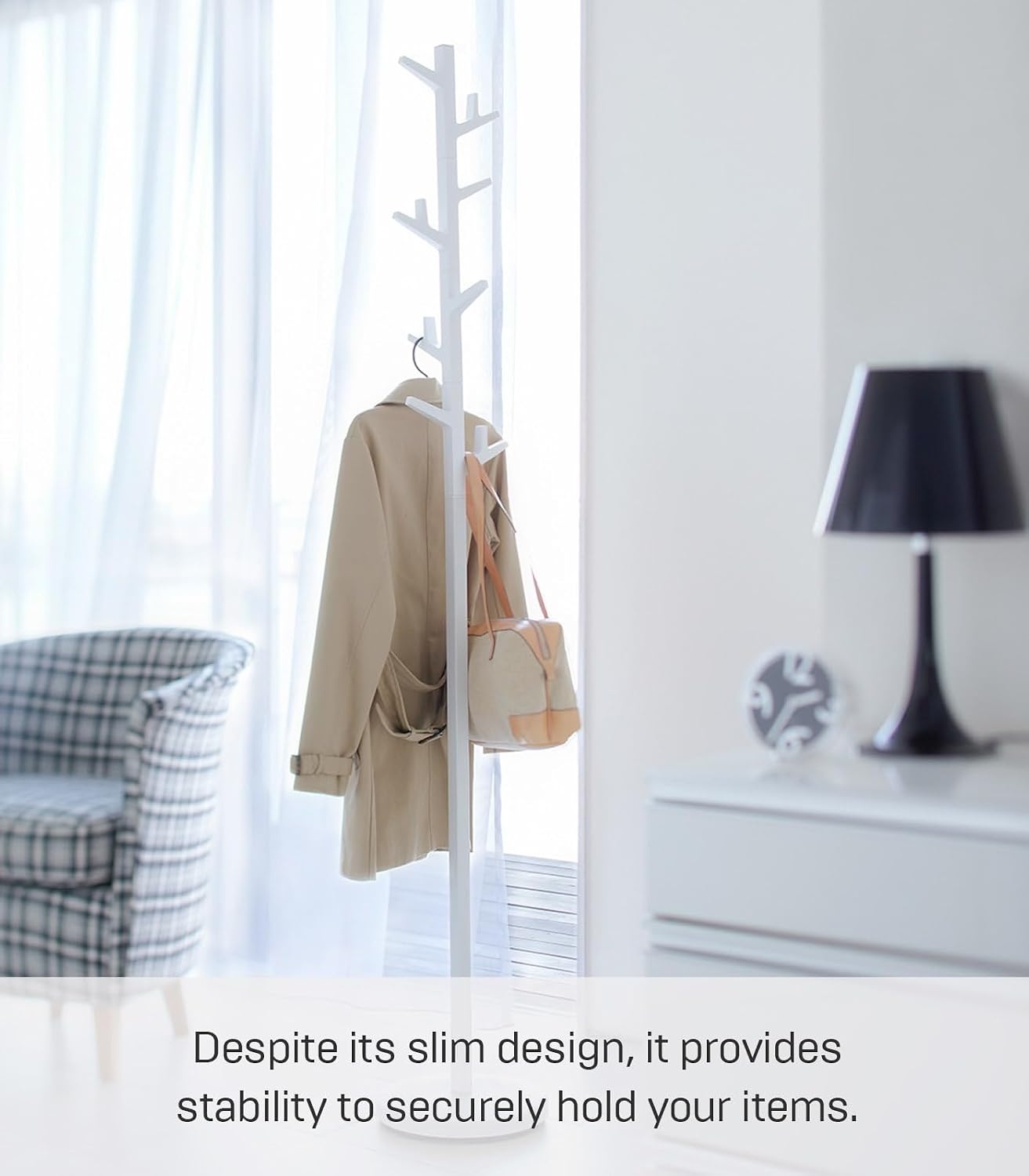 image:imageYAMAZAKI Home Branch Coat Rack TreeStanding Coat and Hat Hanger 69 SteelWhite