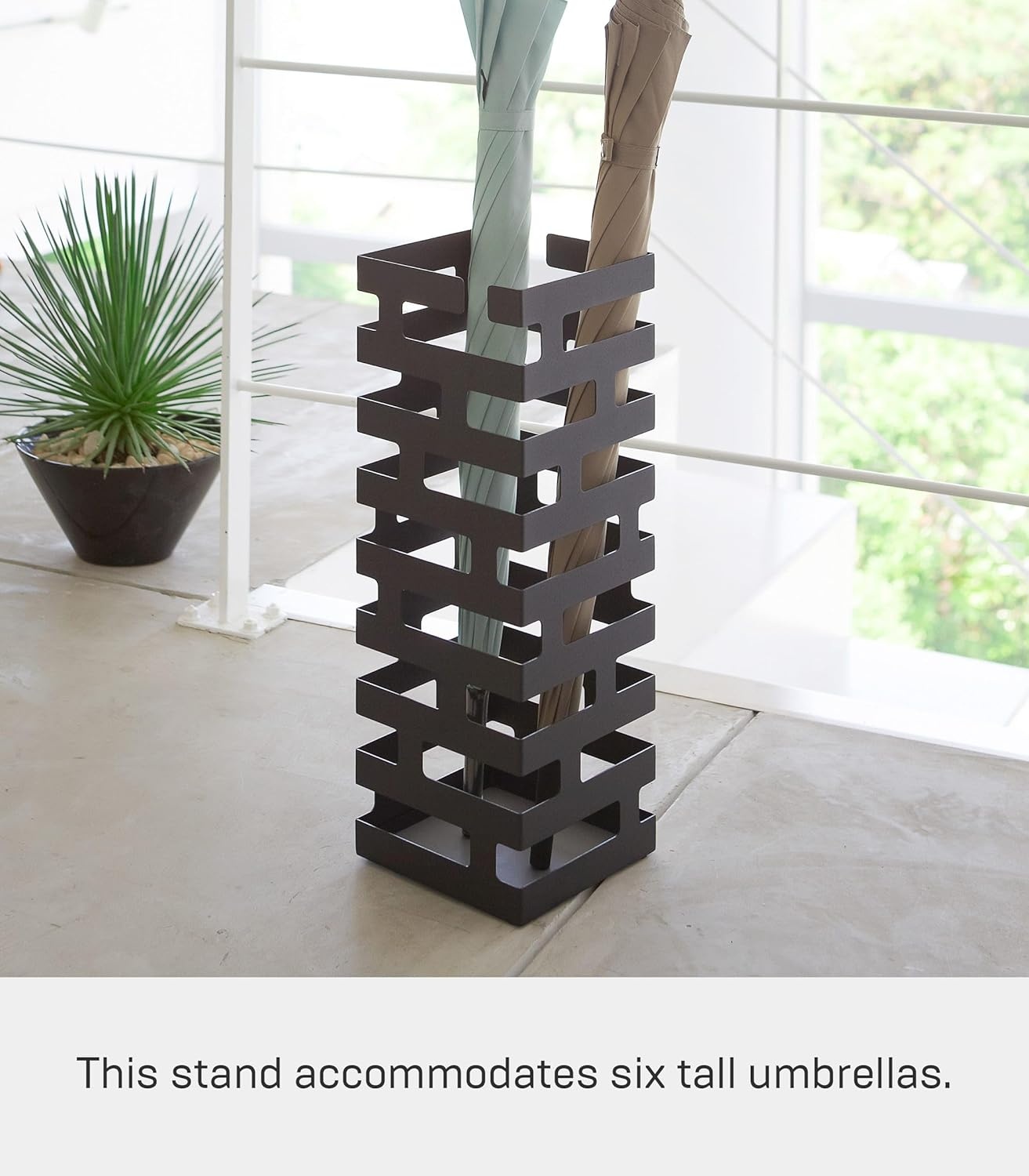 image:imageYAMAZAKI Home Brick Umbrella Stand Storage for Umbrellas amp Walking Canes Square Steel Holds 4 UmbrellasBlack