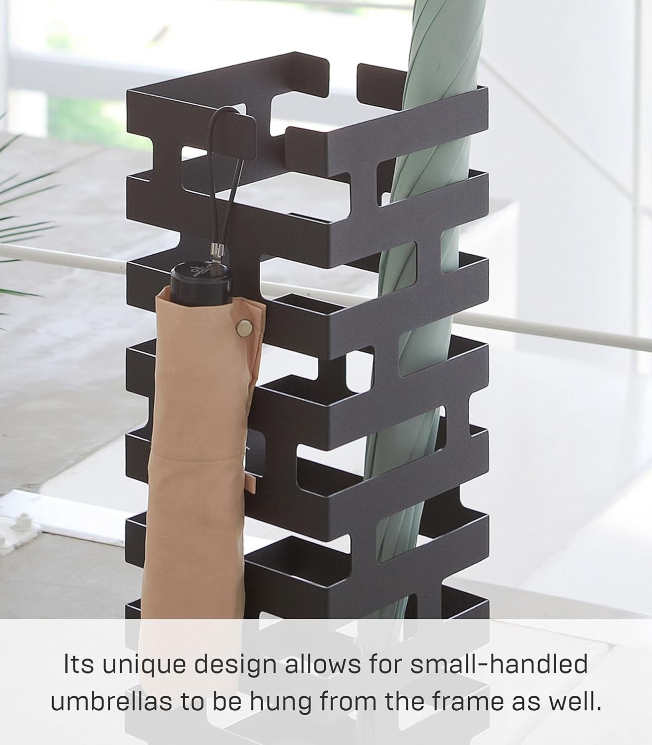 image:imageYAMAZAKI Home Brick Umbrella Stand Storage for Umbrellas amp Walking Canes Square Steel Holds 4 UmbrellasBlack