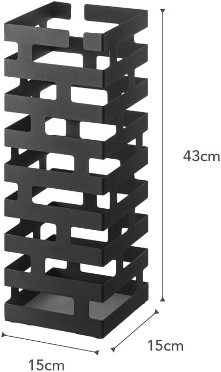 image:imageYAMAZAKI Home Brick Umbrella Stand Storage for Umbrellas amp Walking Canes Square Steel Holds 4 UmbrellasBlack