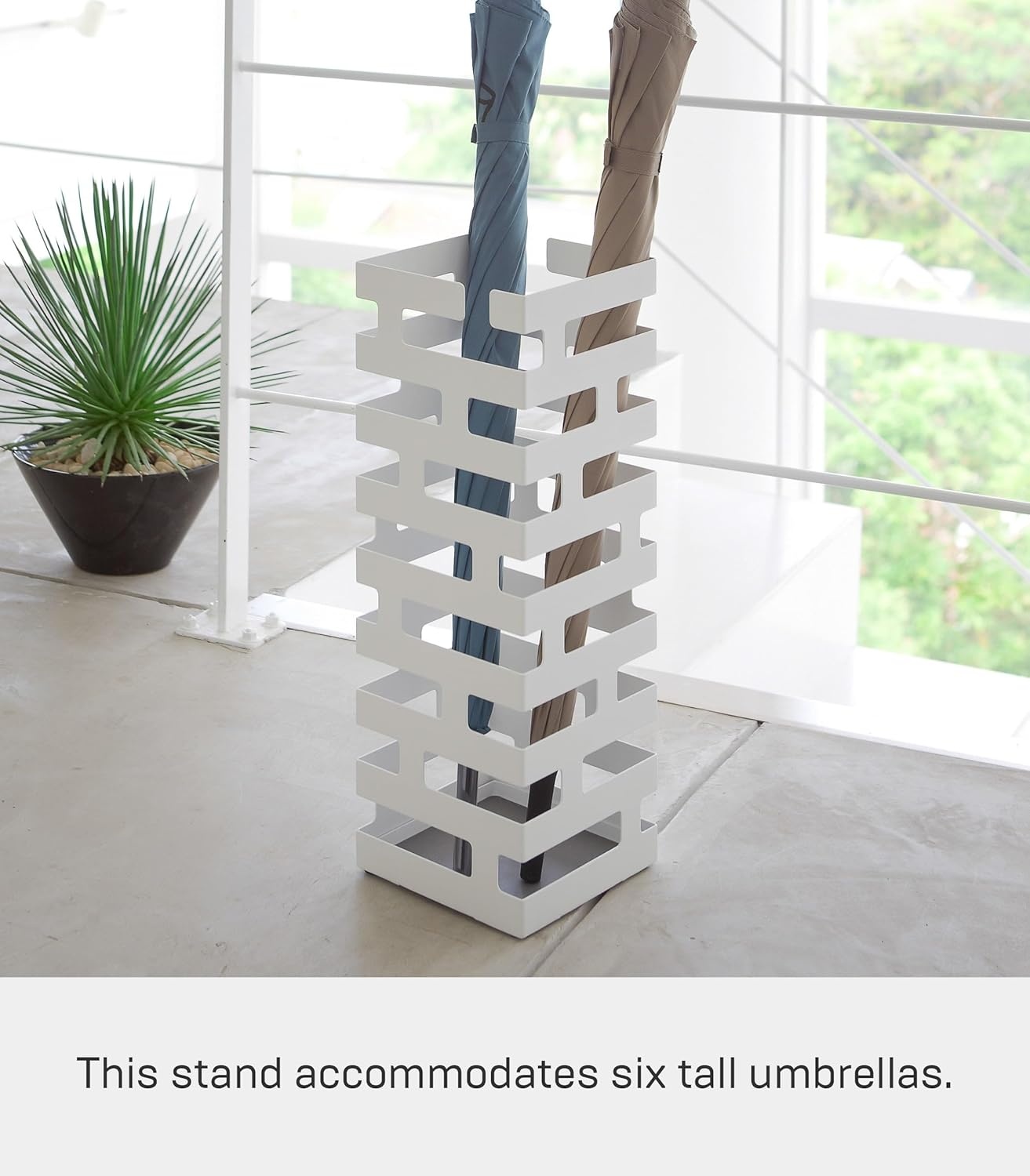 image:imageYAMAZAKI Home Brick Umbrella Stand Storage for Umbrellas amp Walking Canes Square Steel Holds 4 UmbrellasWhite