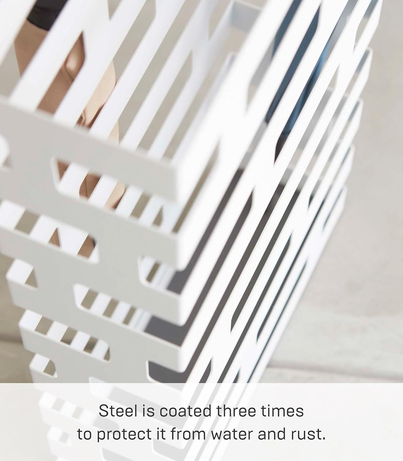 image:imageYAMAZAKI Home Brick Umbrella Stand Storage for Umbrellas amp Walking Canes Square Steel Holds 4 UmbrellasWhite