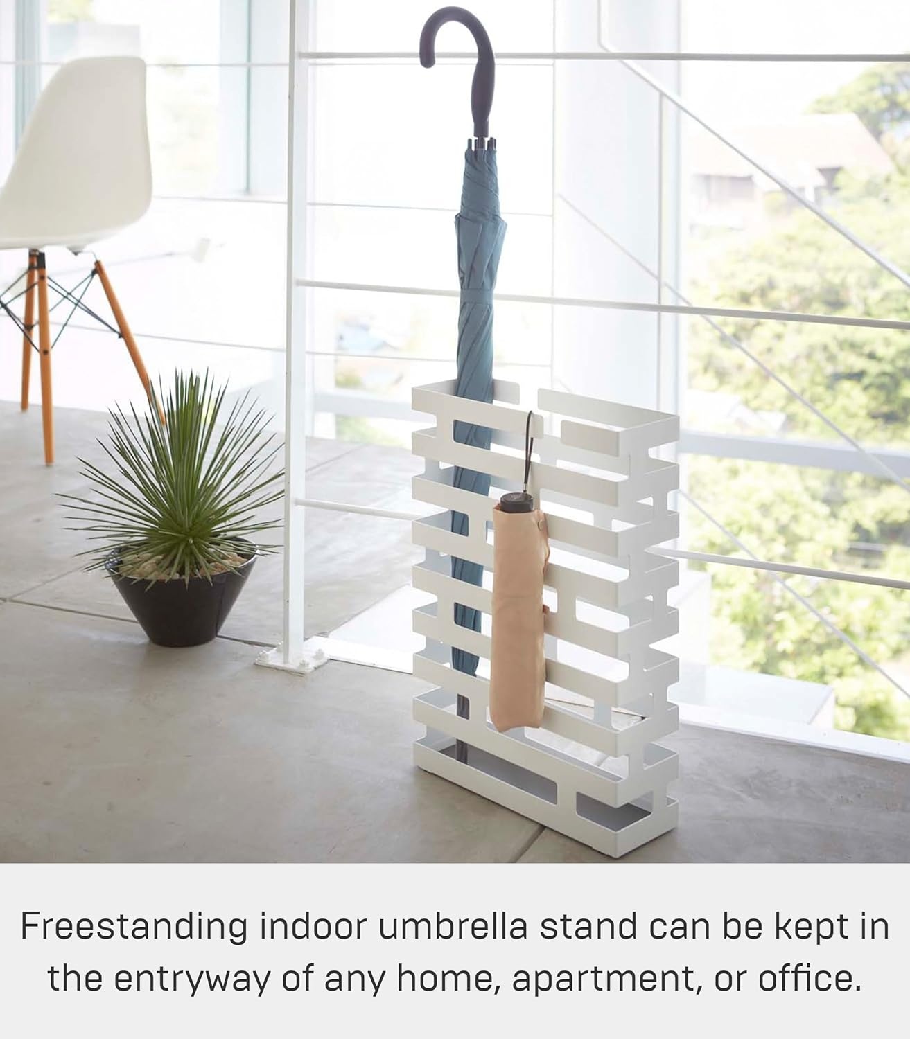 image:imageYAMAZAKI Home Brick Umbrella Stand Storage for Umbrellas amp Walking Canes Square Steel Holds 4 UmbrellasWhite