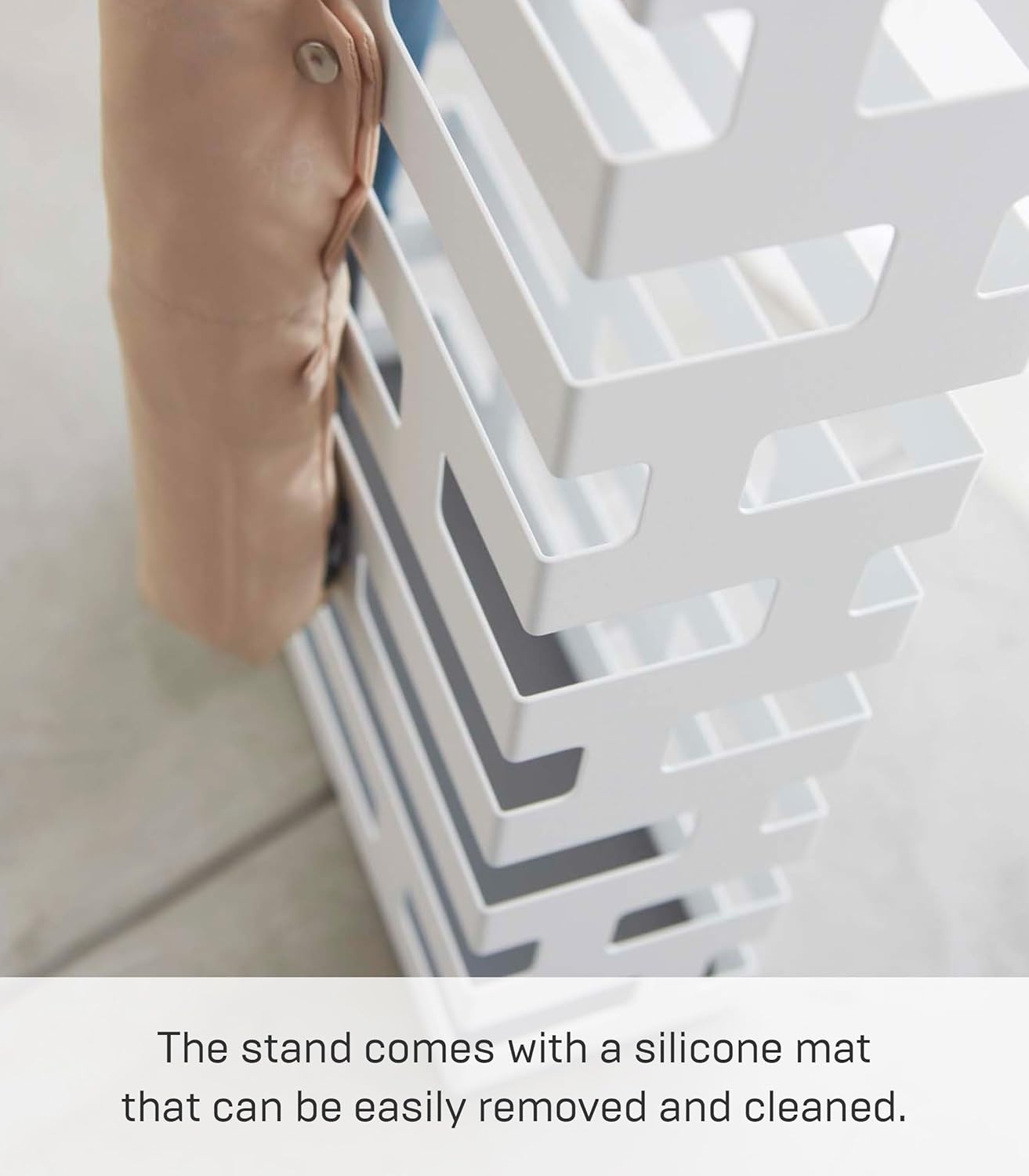 image:imageYAMAZAKI Home Brick Umbrella Stand Storage for Umbrellas amp Walking Canes Square Steel Holds 4 UmbrellasWhite