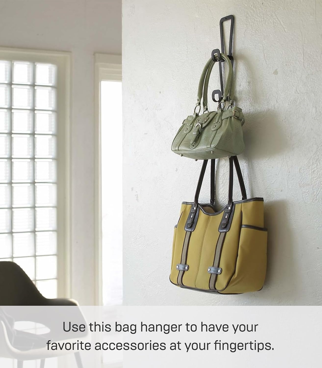 image:imageYAMAZAKI Home Chain Link Bag Holder Closet Storage Hanging Organizer Rack Steel One Size BlackBlack