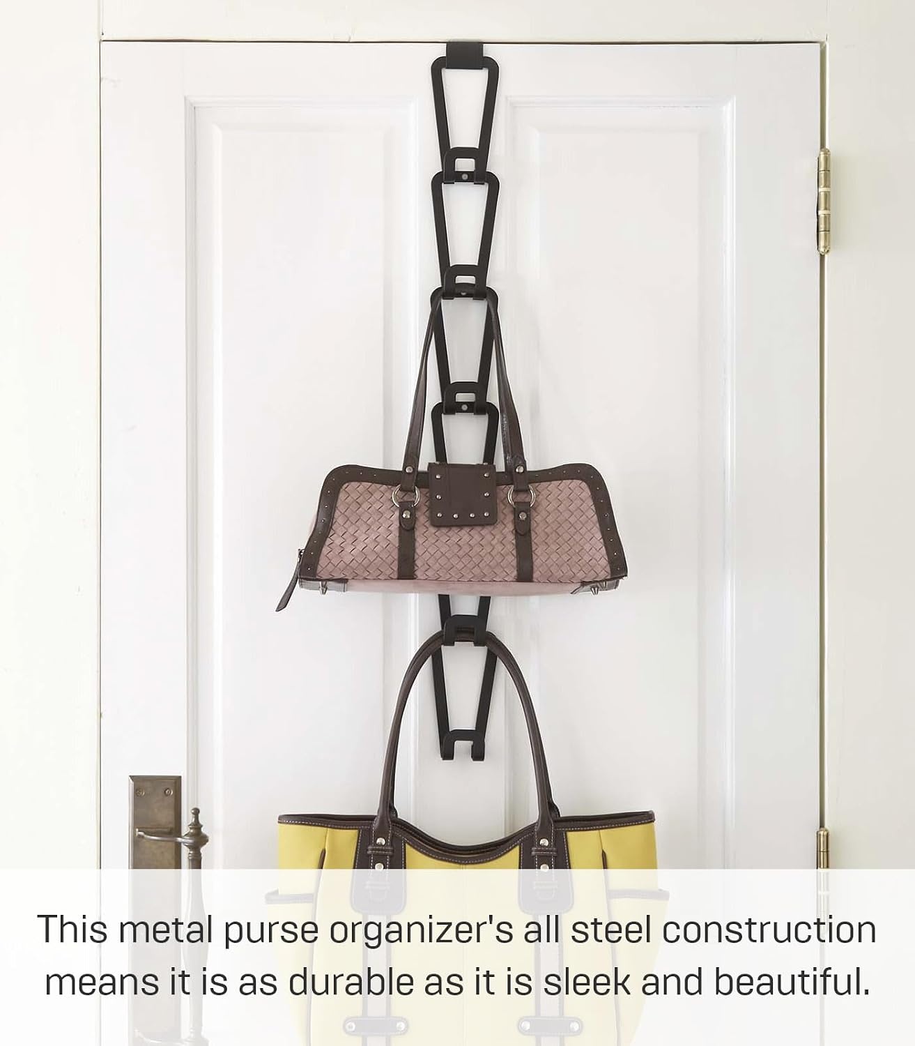 image:imageYAMAZAKI Home Chain Link Bag Holder Closet Storage Hanging Organizer Rack Steel One Size BlackBlack