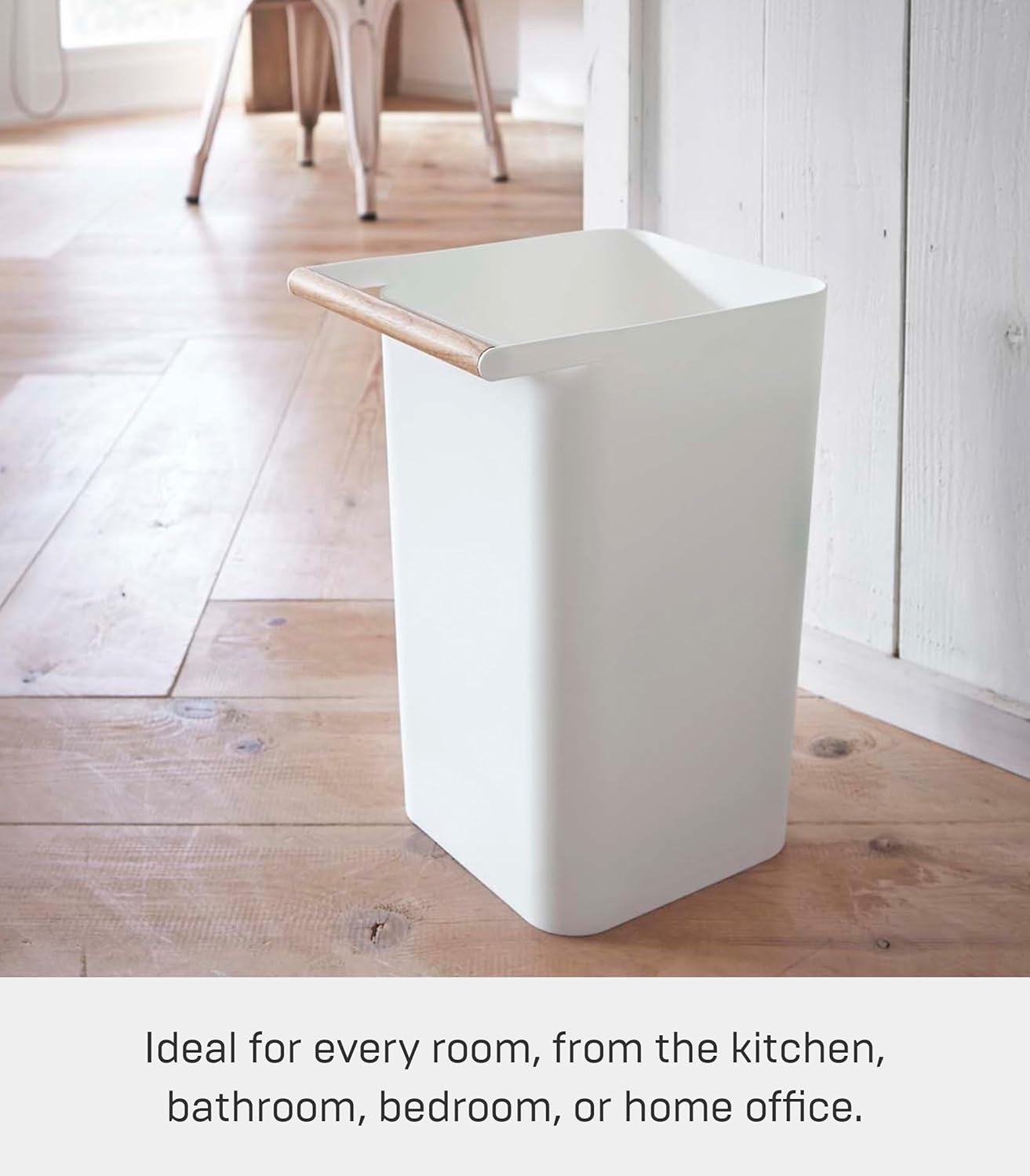 image:imageYAMAZAKI Home Como Como Modern Slim Square Trash Can Garbage Waste Basket for Bathroom Kitchen Abs PlasticWhite
