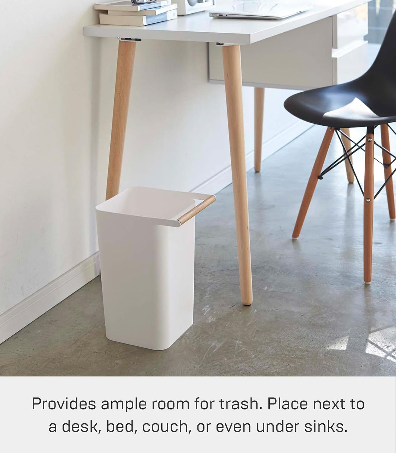 image:imageYAMAZAKI Home Como Como Modern Slim Square Trash Can Garbage Waste Basket for Bathroom Kitchen Abs PlasticWhite