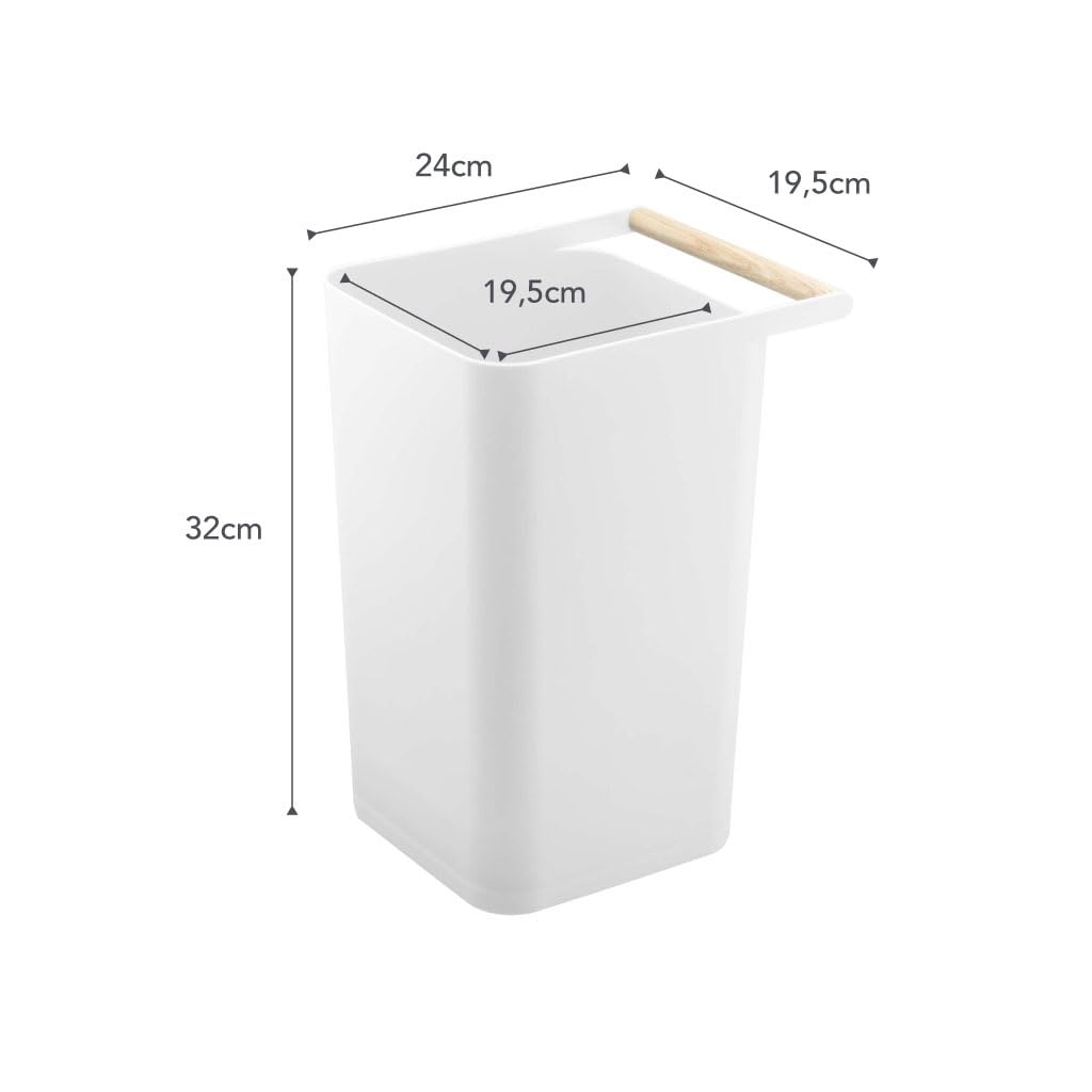 image:imageYAMAZAKI Home Como Como Modern Slim Square Trash Can Garbage Waste Basket for Bathroom Kitchen Abs PlasticWhite