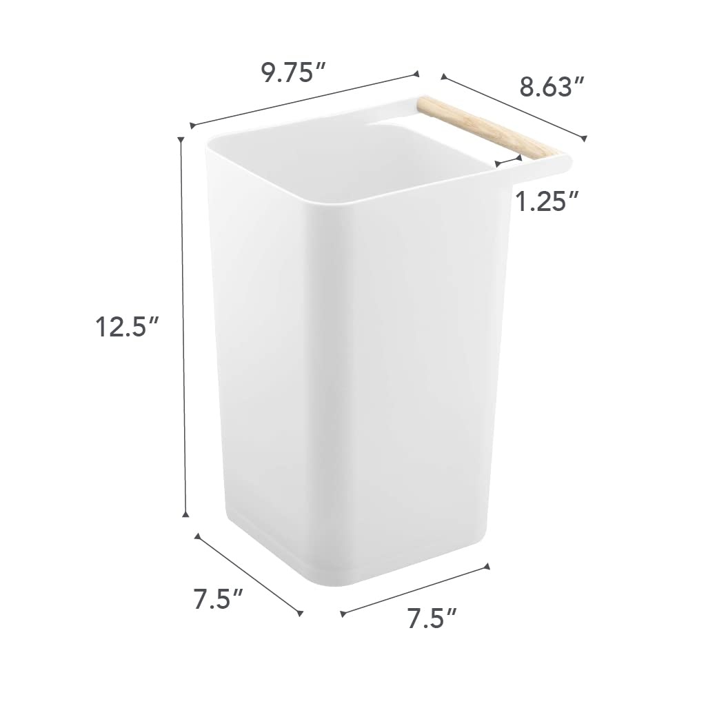 image:imageYAMAZAKI Home Como Como Modern Slim Square Trash Can Garbage Waste Basket for Bathroom Kitchen Abs PlasticWhite