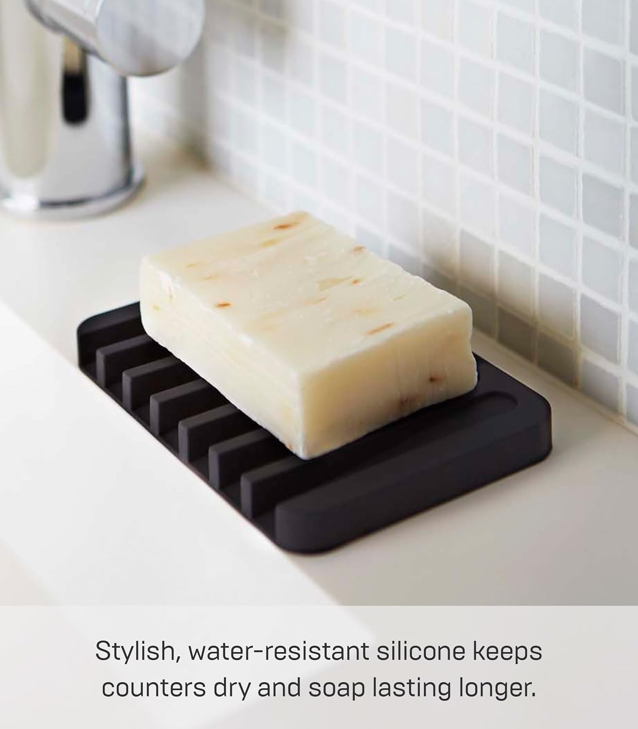 image:imageYAMAZAKI Home Flow Soap Tray Silicone Holder Dish for Sink Silicone