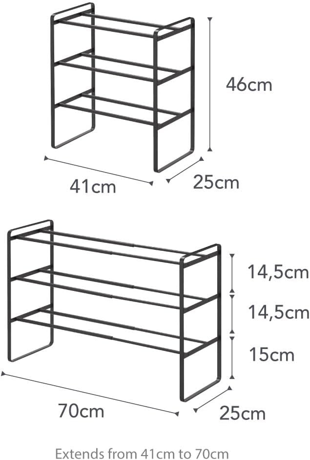 image:imageYAMAZAKI Home Frame Expandable Shoe Rack Stackable Metal Shoe Organizer for Closets amp Small Spaces 18 Steel Black