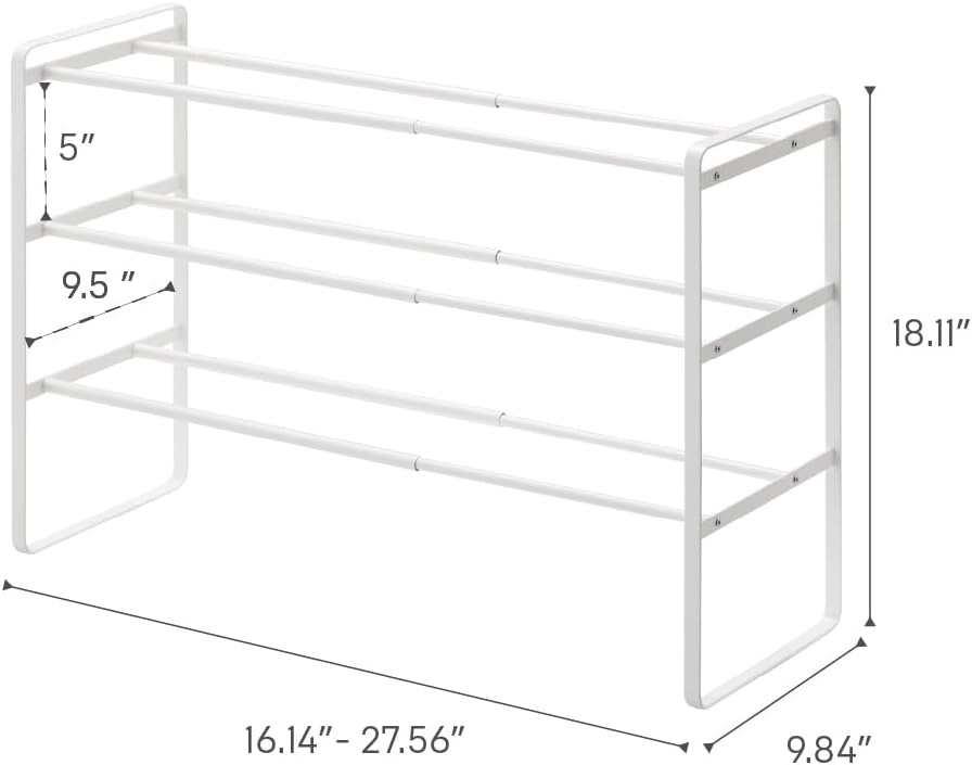 image:imageYAMAZAKI Home Frame Expandable Shoe Rack Stackable Metal Shoe Organizer for Closets amp Small Spaces 18 Steel White
