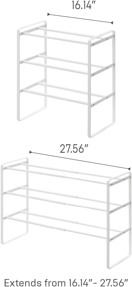 image:imageYAMAZAKI Home Frame Expandable Shoe Rack Stackable Metal Shoe Organizer for Closets amp Small Spaces 18 Steel White