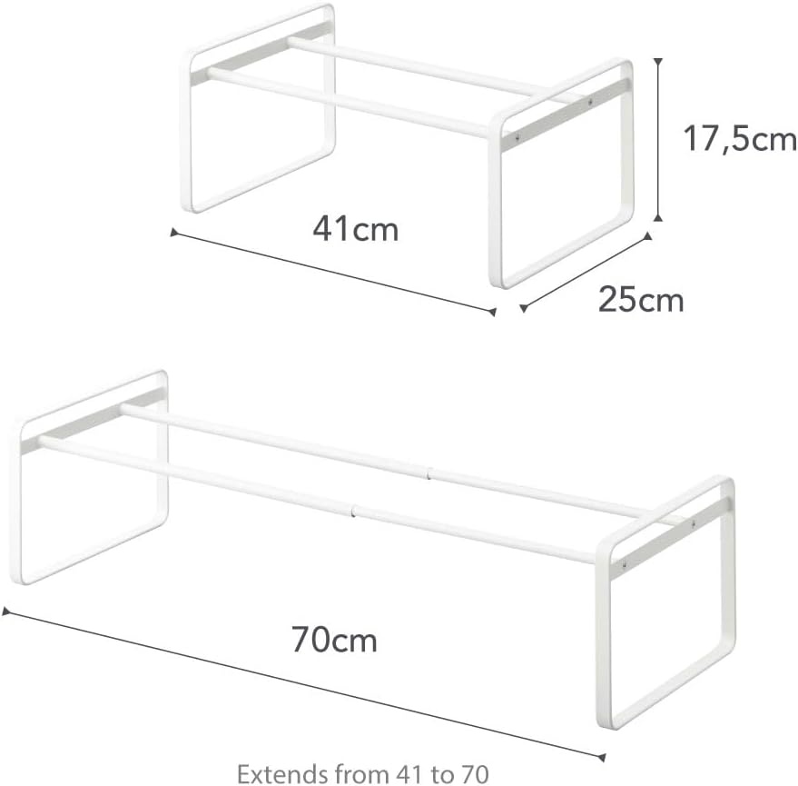image:imageYAMAZAKI Home Frame Expandable Shoe Rack Stackable Metal Shoe Organizer for Closets amp Small Spaces 18 Steel White