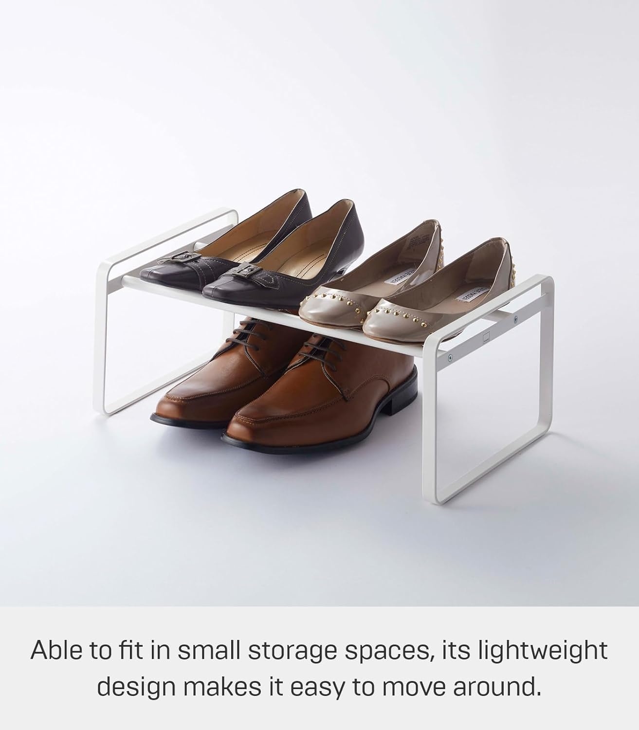 image:imageYAMAZAKI Home Frame Expandable Shoe Rack Stackable Metal Shoe Organizer for Closets amp Small Spaces 18 Steel White