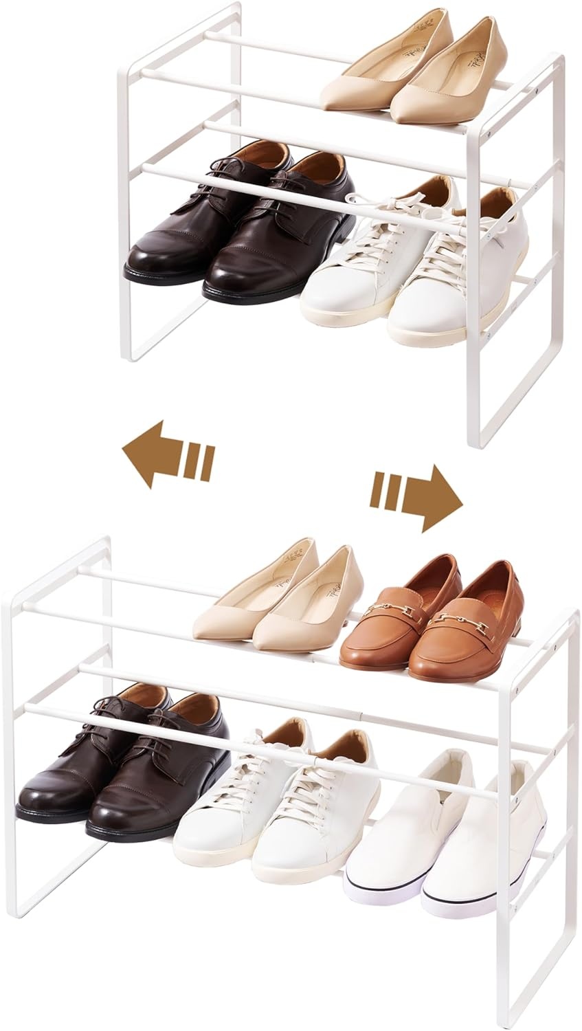 image:imageYAMAZAKI Home Frame Expandable Shoe Rack Stackable Metal Shoe Organizer for Closets amp Small Spaces 18 Steel White