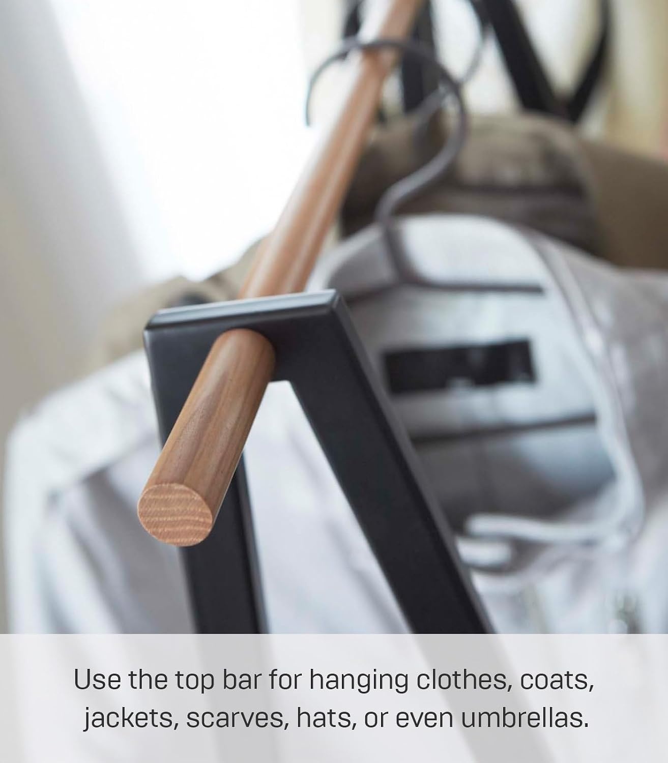 image:imageYAMAZAKI Home Freestanding Coat Hanger Clothes Rack with Shelf Steel One Size WhiteBlack