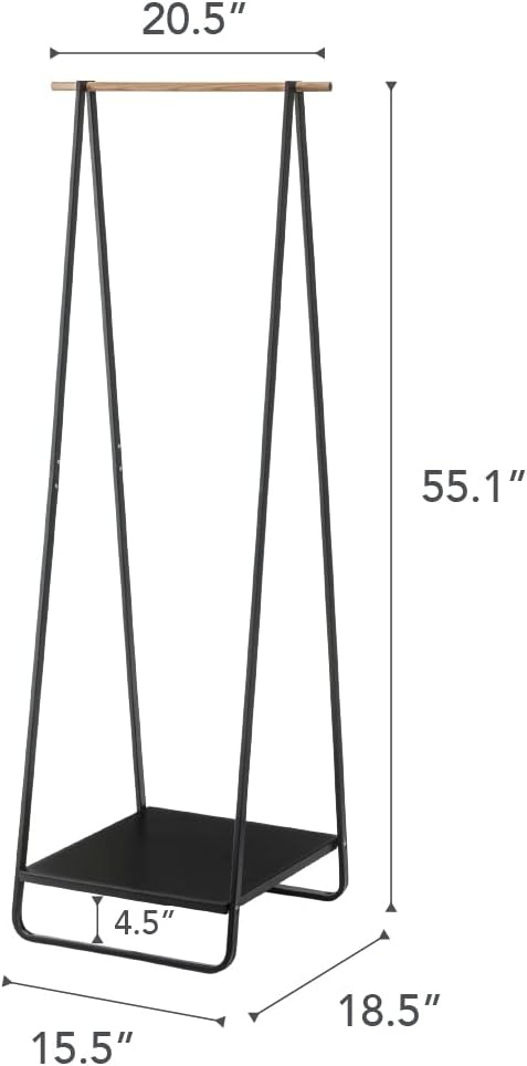 image:imageYAMAZAKI Home Freestanding Coat Hanger Clothes Rack with Shelf Steel One Size WhiteBlack