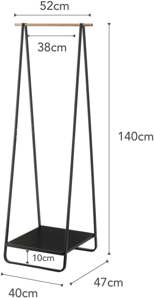 image:imageYAMAZAKI Home Freestanding Coat Hanger Clothes Rack with Shelf Steel One Size WhiteBlack