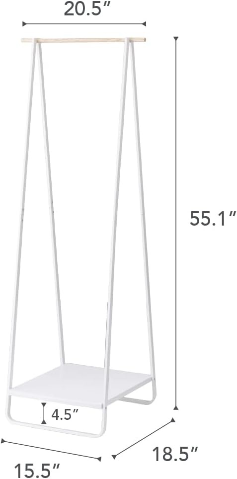 image:imageYAMAZAKI Home Freestanding Coat Hanger Clothes Rack with Shelf Steel One Size WhiteWhite