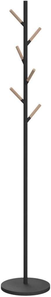 image:imageYAMAZAKI Home Freestanding Coat Rack Stand Modern Coat Tree with Wooden Hooks Standing Coat Hanger for Entryway Sturdy Weighted Base Steel Black Easy AssemblyBlack