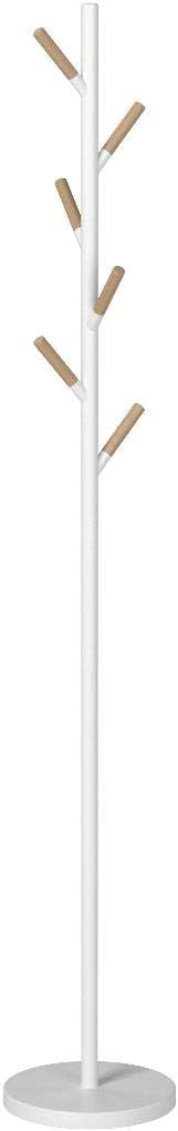 image:imageYAMAZAKI Home Freestanding Coat Rack Stand Modern Coat Tree with Wooden Hooks Standing Coat Hanger for Entryway Sturdy Weighted Base Steel Black Easy AssemblyWhite
