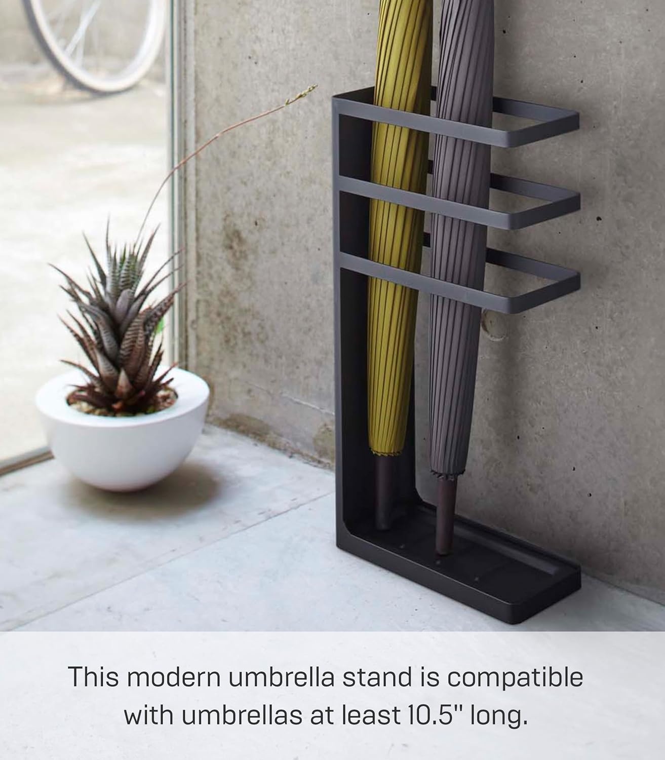 image:imageYAMAZAKI Home Layer Freestanding Umbrella HolderUmbrella Stand For UmbrellasCanesWalking Sticks Steel Holds Umbrellas At Least 105 LongBlack