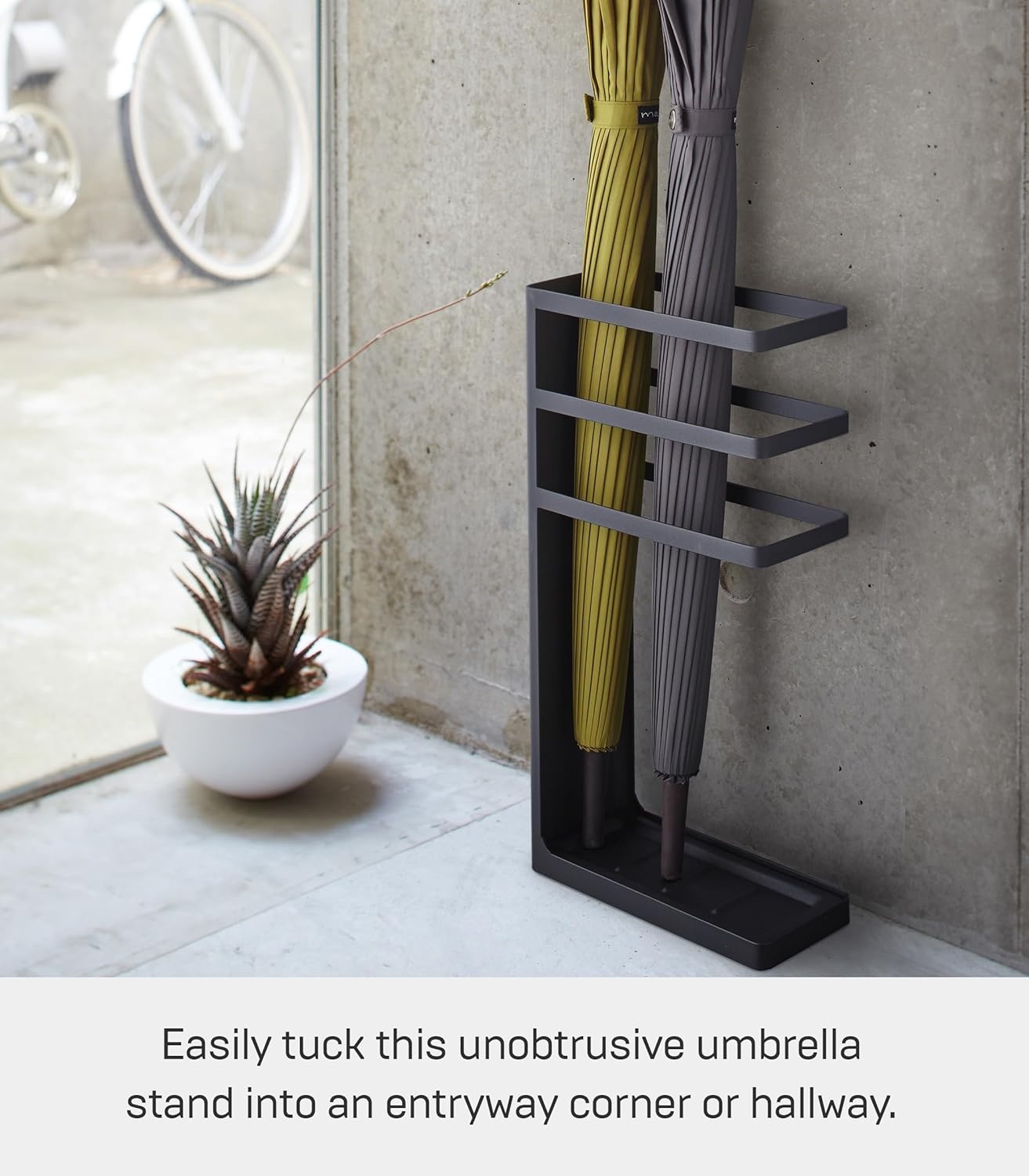 image:imageYAMAZAKI Home Layer Freestanding Umbrella HolderUmbrella Stand For UmbrellasCanesWalking Sticks Steel Holds Umbrellas At Least 105 LongBlack