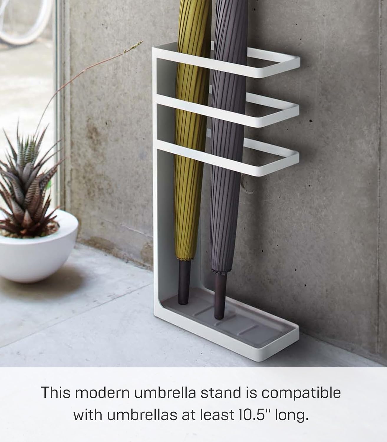 image:imageYAMAZAKI Home Layer Freestanding Umbrella HolderUmbrella Stand For UmbrellasCanesWalking Sticks Steel Holds Umbrellas At Least 105 LongWhite