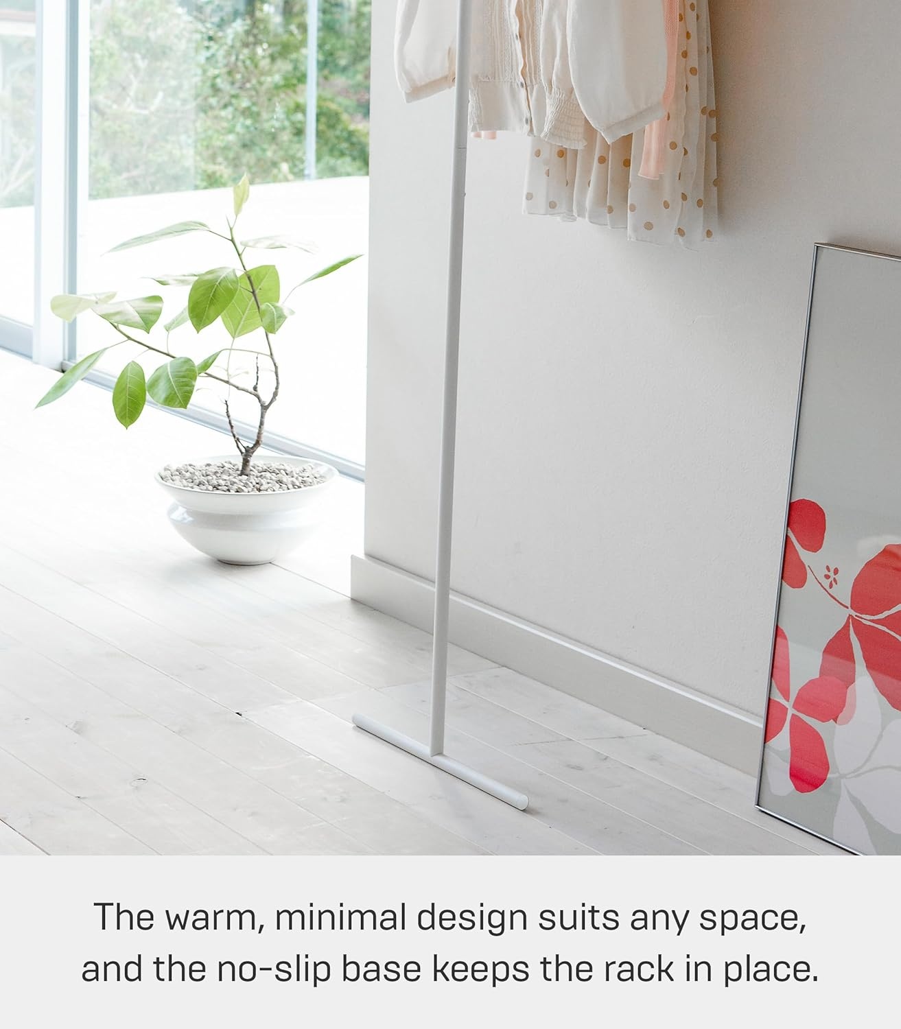 image:imageYAMAZAKI Home Leaning Slim Coat Hanger Clothes Rack Space Saving Steel One Size WhiteWhite