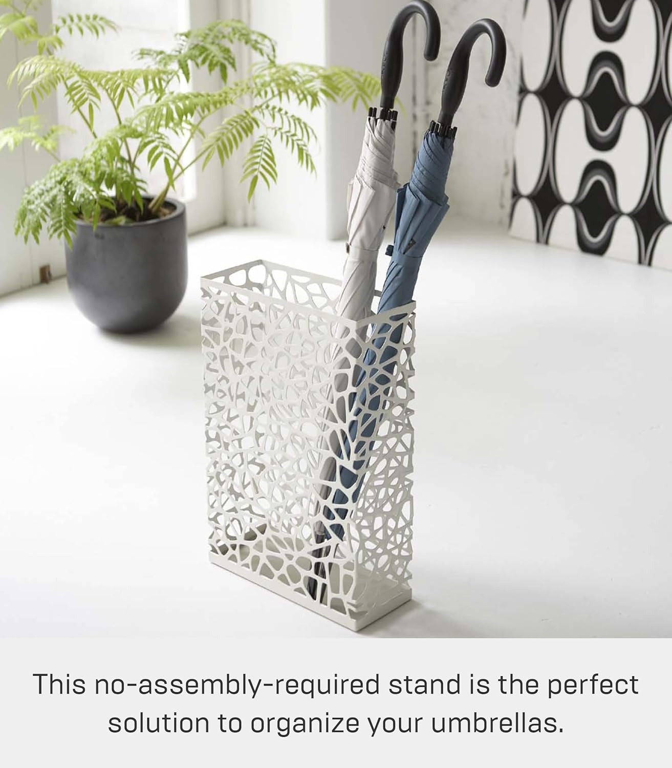 image:imageYAMAZAKI Home Nest Umbrella Stand Storage for Umbrellas and Walking Canes Rectangle Steel Holds Up to 10 UmbrellasWhite