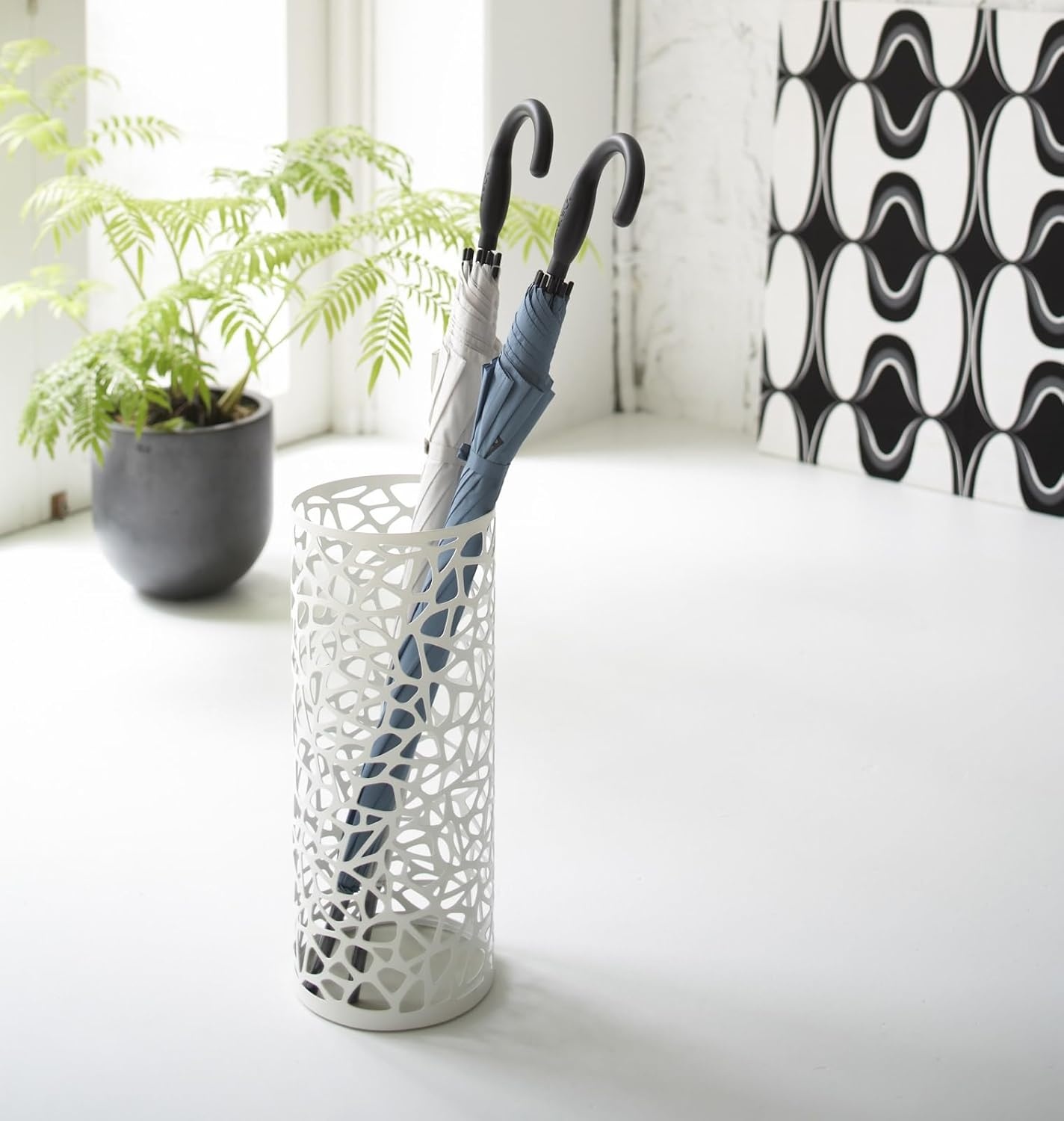 image:imageYAMAZAKI Home Nest Umbrella Stand Storage for Umbrellas and Walking Canes Rectangle Steel Holds Up to 10 UmbrellasWhite