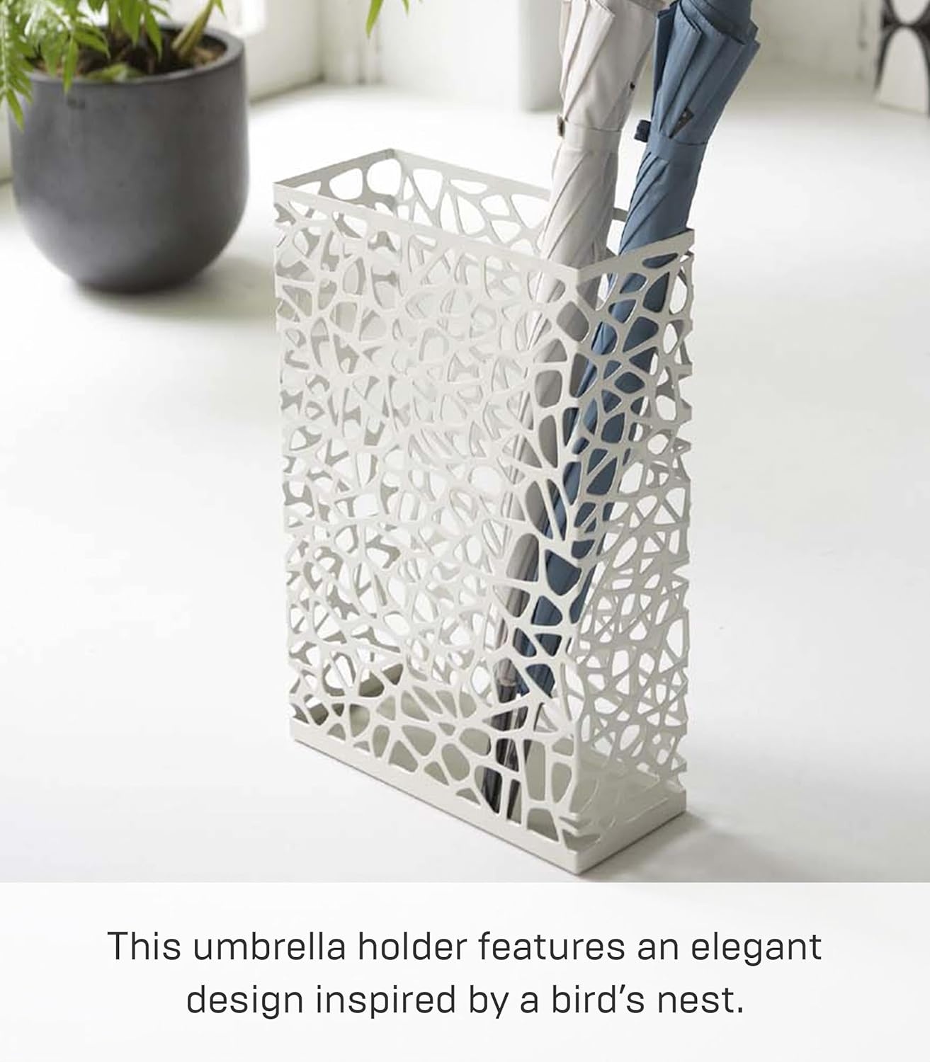 image:imageYAMAZAKI Home Nest Umbrella Stand Storage for Umbrellas and Walking Canes Rectangle Steel Holds Up to 10 UmbrellasWhite
