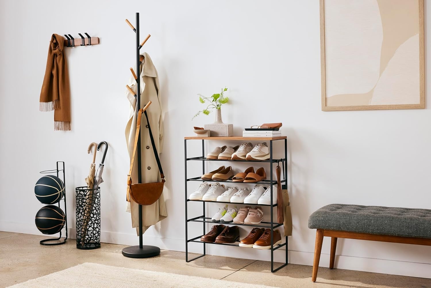 image:imageYAMAZAKI Home Nest Umbrella Stand Storage for Umbrellas and Walking Canes Round Steel Holds Up to 6 Umbrellas