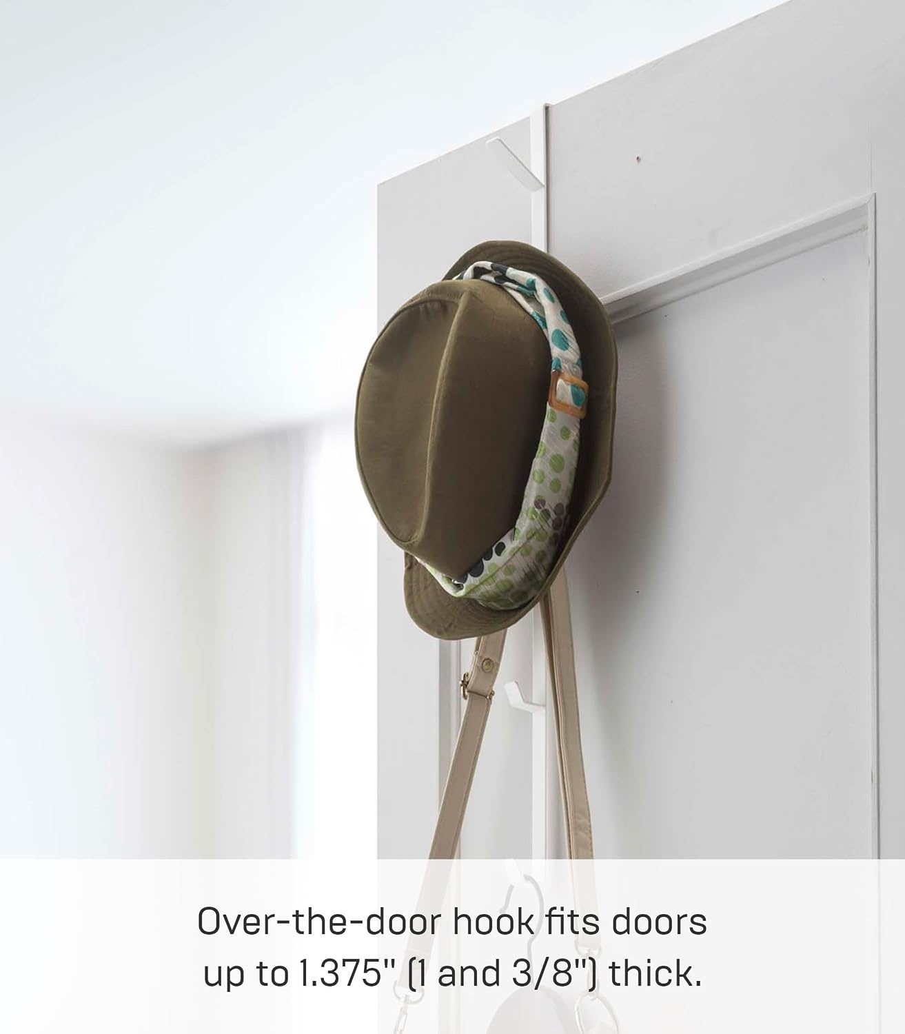 image:imageYAMAZAKI Home Over The Door Hooks Vertical Hanging Coat Rack Steel OverTheDoor No Assembly Req Fits Doors up to 1375 ThickWhite