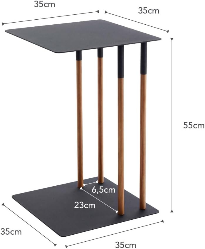image:imageYAMAZAKI Home Plain Metal and Wood Sliding Sofa C Table End Table Coffee Tray Laptop Desk Modern Bedside Or Living Room Small Accent Table 22 SteelBlack