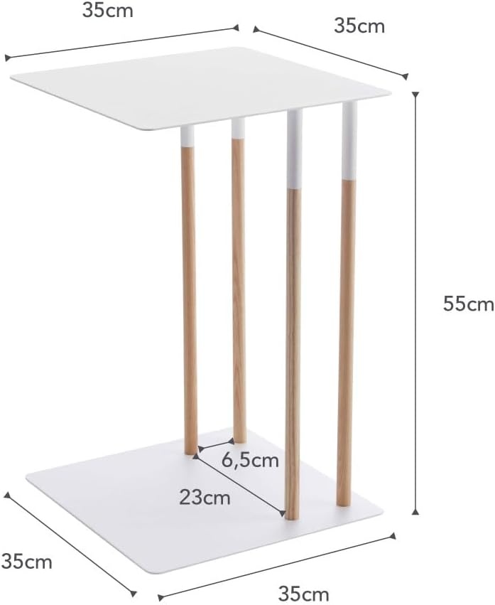 image:imageYAMAZAKI Home Plain Metal and Wood Sliding Sofa C Table End Table Coffee Tray Laptop Desk Modern Bedside Or Living Room Small Accent Table 22 SteelWhite