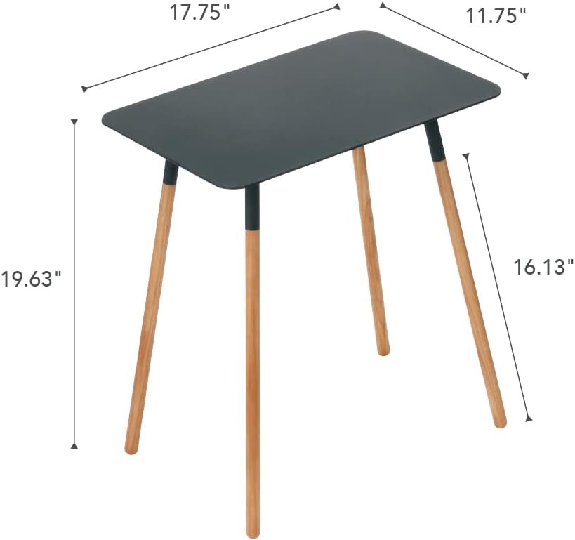 image:imageYAMAZAKI Home Plain Modern Rectangular Space Saving Side Table for Living Room Or Small Bedside Metal and Wood Accent End Table 20 SteelBlack