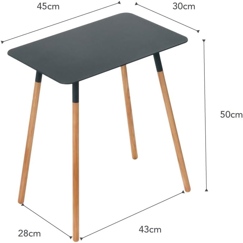 image:imageYAMAZAKI Home Plain Modern Rectangular Space Saving Side Table for Living Room Or Small Bedside Metal and Wood Accent End Table 20 SteelBlack
