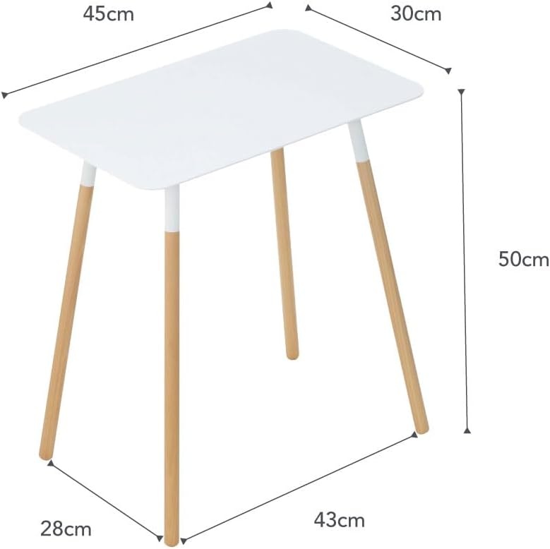 image:imageYAMAZAKI Home Plain Modern Rectangular Space Saving Side Table for Living Room Or Small Bedside Metal and Wood Accent End Table 20 SteelWhite