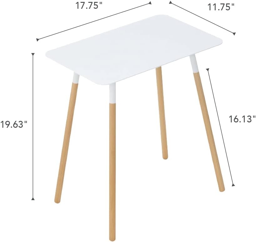 image:imageYAMAZAKI Home Plain Modern Rectangular Space Saving Side Table for Living Room Or Small Bedside Metal and Wood Accent End Table 20 SteelWhite