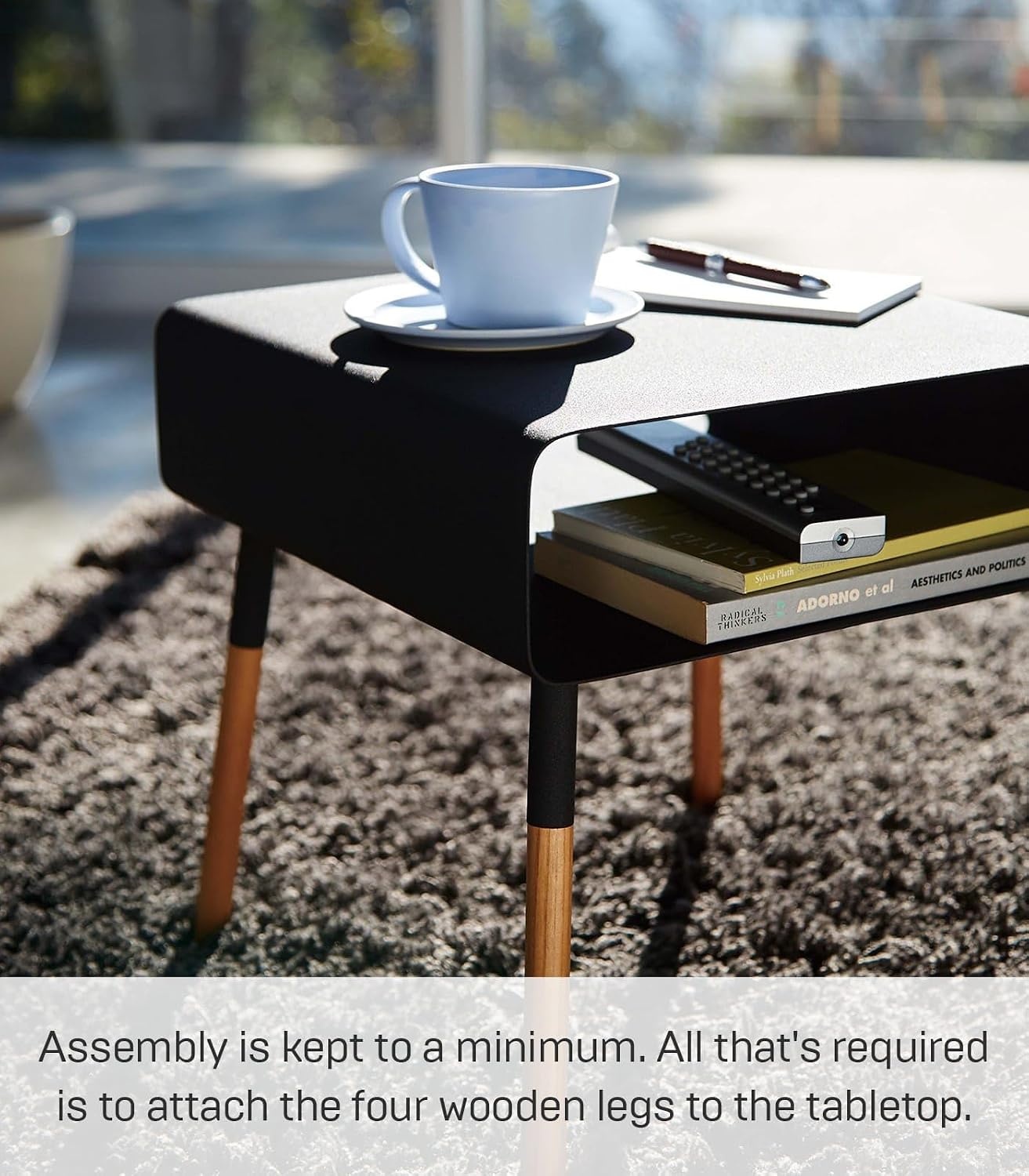 image:imageYAMAZAKI Home Plain Side Table with Open Storage Shelf Rectangular Accent Space Saving Living Room Bedroom Couch End Table Short 14 Steel WoodBlack