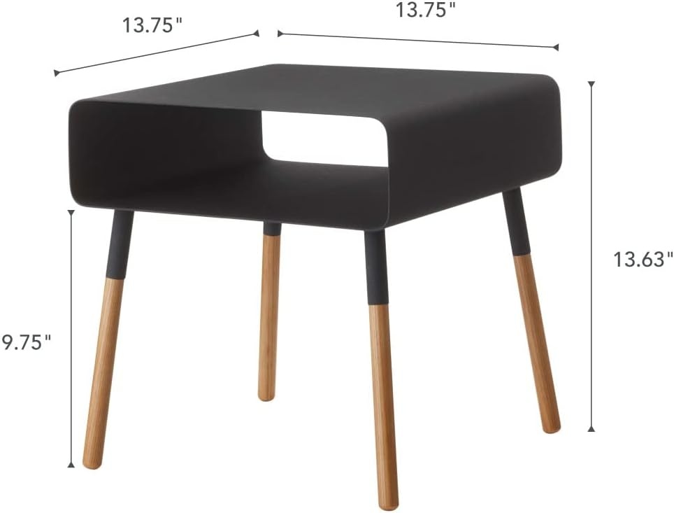 image:imageYAMAZAKI Home Plain Side Table with Open Storage Shelf Rectangular Accent Space Saving Living Room Bedroom Couch End Table Short 14 Steel WoodBlack
