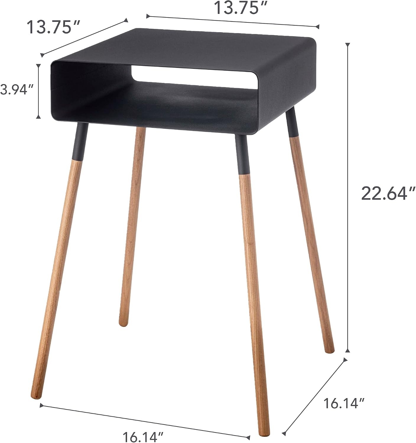 image:imageYAMAZAKI Home Plain Side Table with Open Storage Shelf Rectangular Accent Space Saving Living Room Bedroom Couch End Table Short 14 Steel WoodBlack