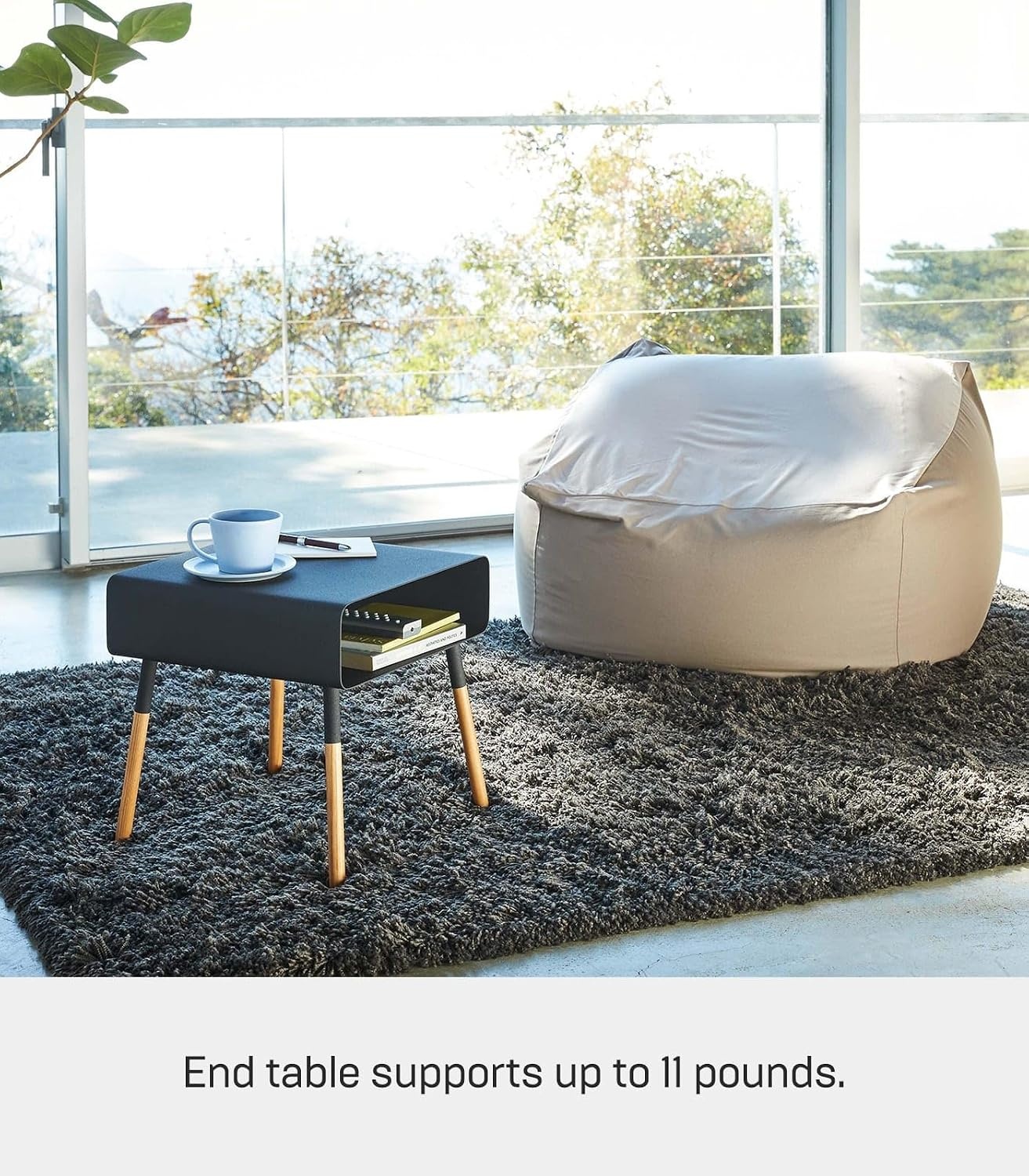 image:imageYAMAZAKI Home Plain Side Table with Open Storage Shelf Rectangular Accent Space Saving Living Room Bedroom Couch End Table Short 14 Steel WoodBlack